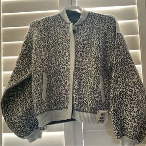 We The Free Black/Grey and white cheetah print cardigan